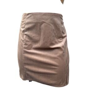 Vero Moda Corduroy Mini Skirt NWOT Front Slit Tan Light Academia Office Siren M